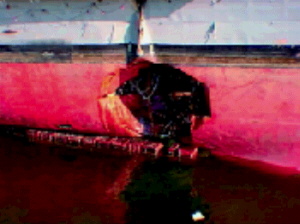 Image of damage to USS Radford